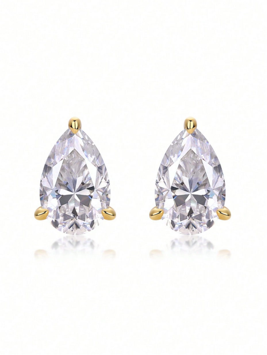 Teardrop Moissanite Stud Earrings | S925 Sterling Silver