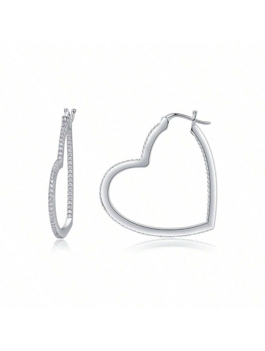 Heart-Shaped Moissanite Hoop Earrings | S925 Sterling Silver
