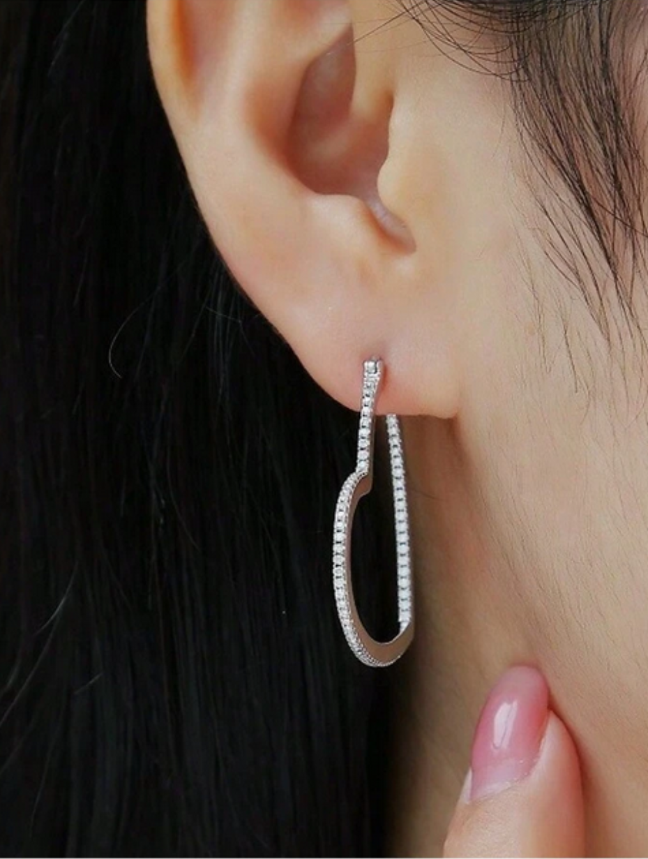 Heart-Shaped Moissanite Hoop Earrings | S925 Sterling Silver