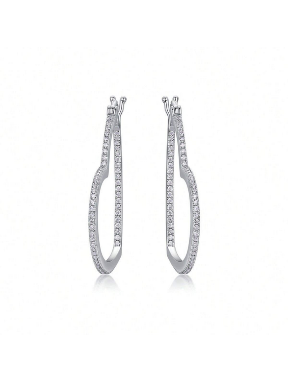Heart-Shaped Moissanite Hoop Earrings | S925 Sterling Silver