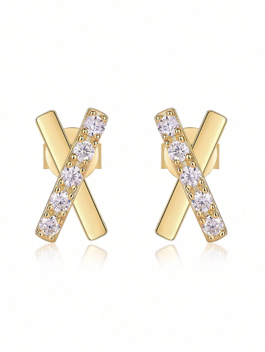 18K Gold-Plated Moissanite Stud Earrings | Elegant & Dazzling