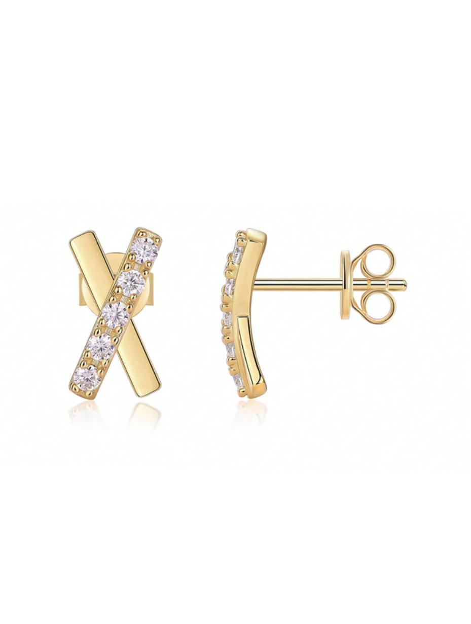 18K Gold-Plated Moissanite Stud Earrings | Elegant & Dazzling