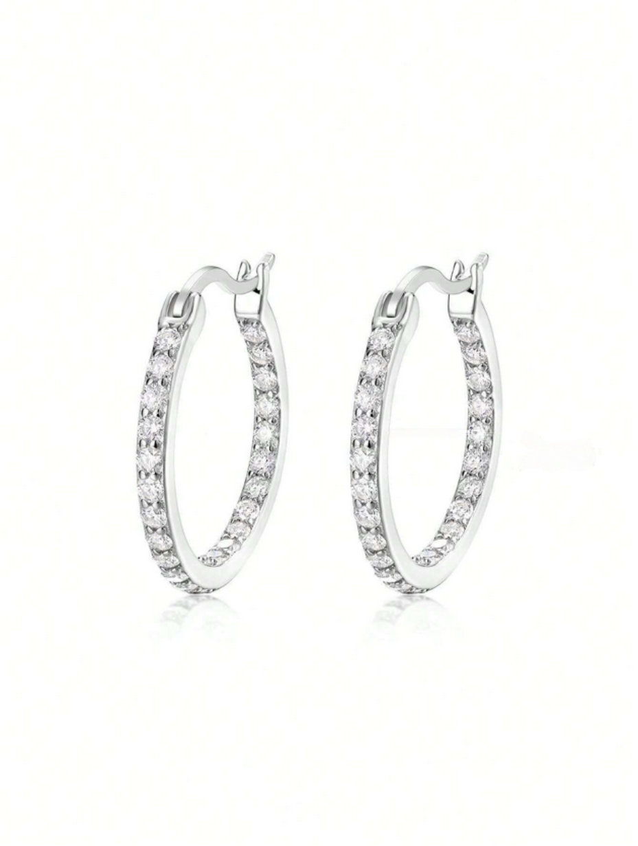 S925 Silver Circle Moissanite Earrings | Elegant European Style