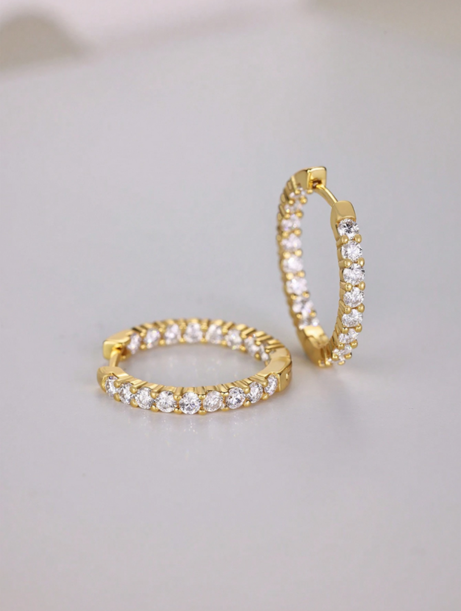S925 Silver Circle Moissanite Earrings | Elegant European Style
