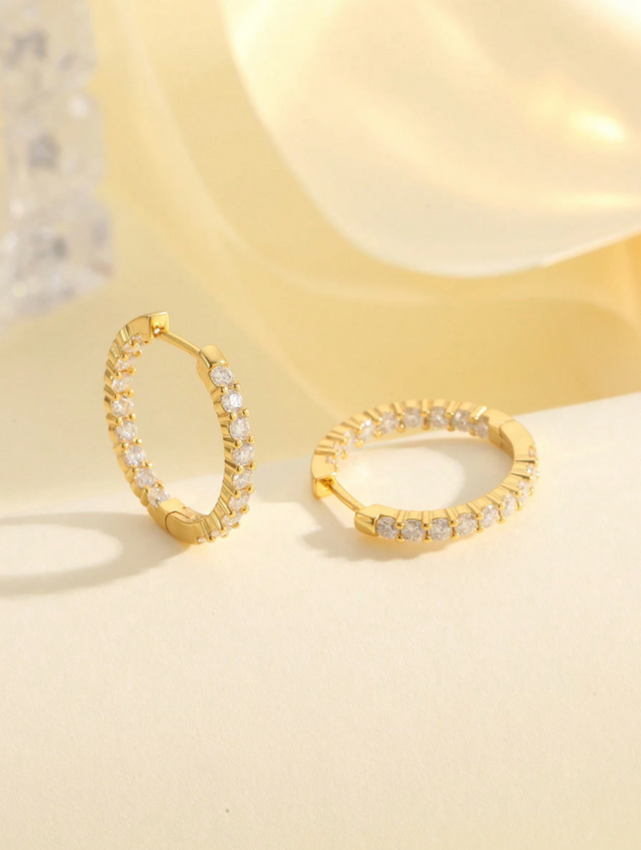 S925 Silver Circle Moissanite Earrings | Elegant European Style
