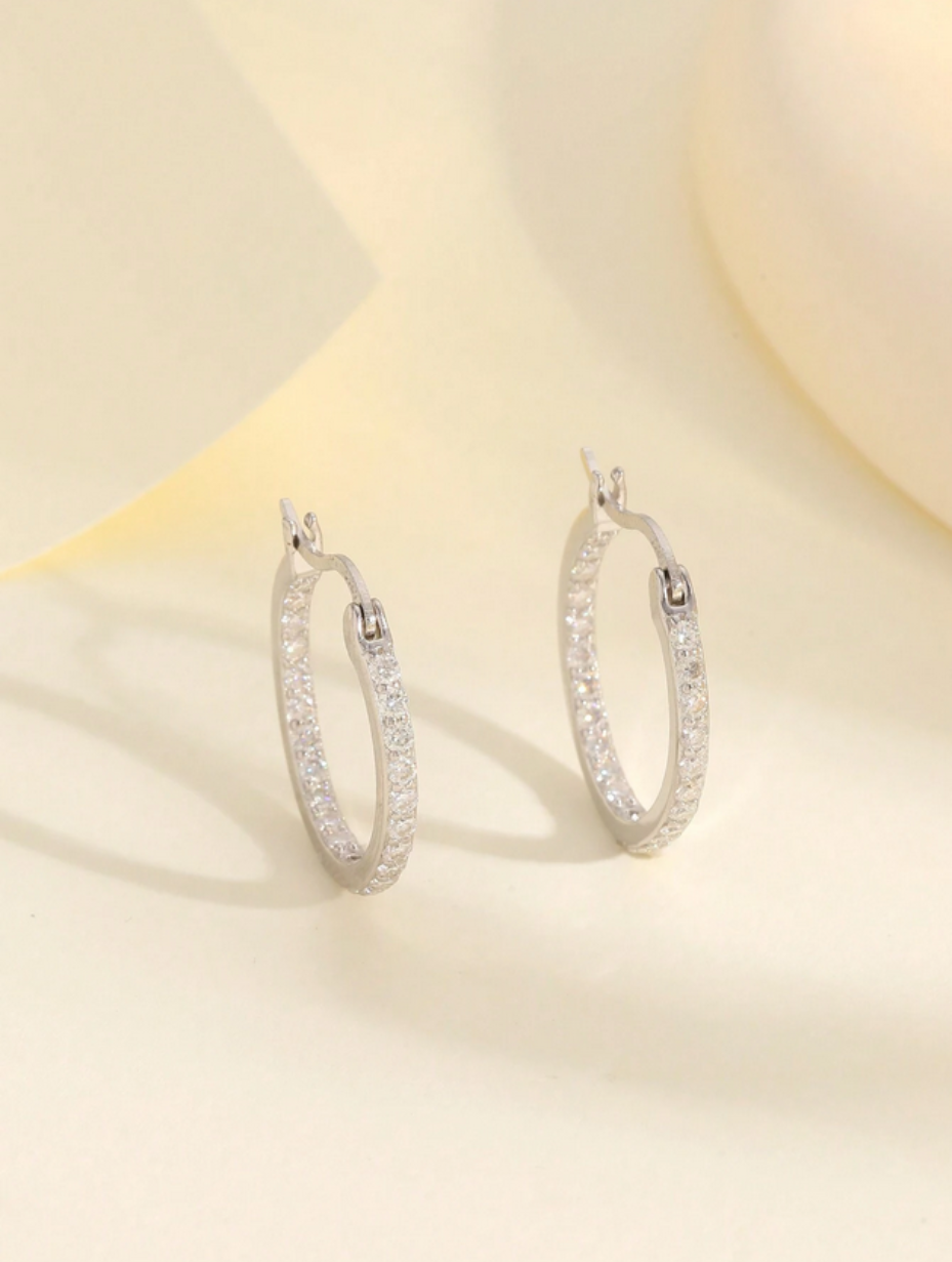 S925 Silver Circle Moissanite Earrings | Elegant European Style