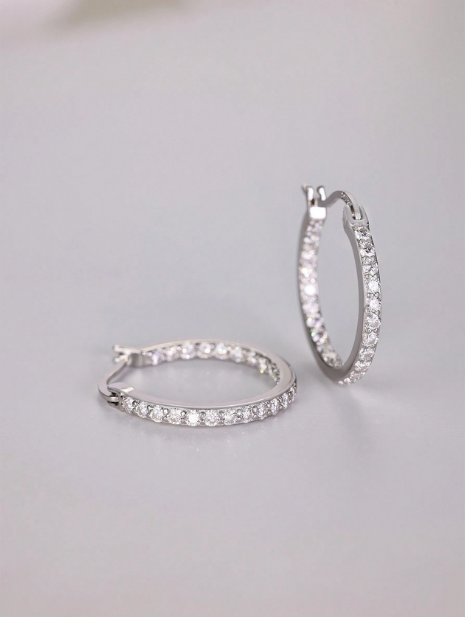 S925 Silver Circle Moissanite Earrings | Elegant European Style