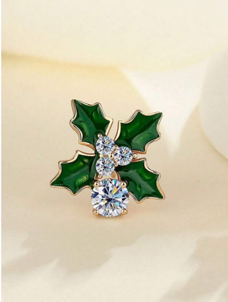 S925 Sterling Silver Moissanite Earrings | Elegant Green Leaf Design
