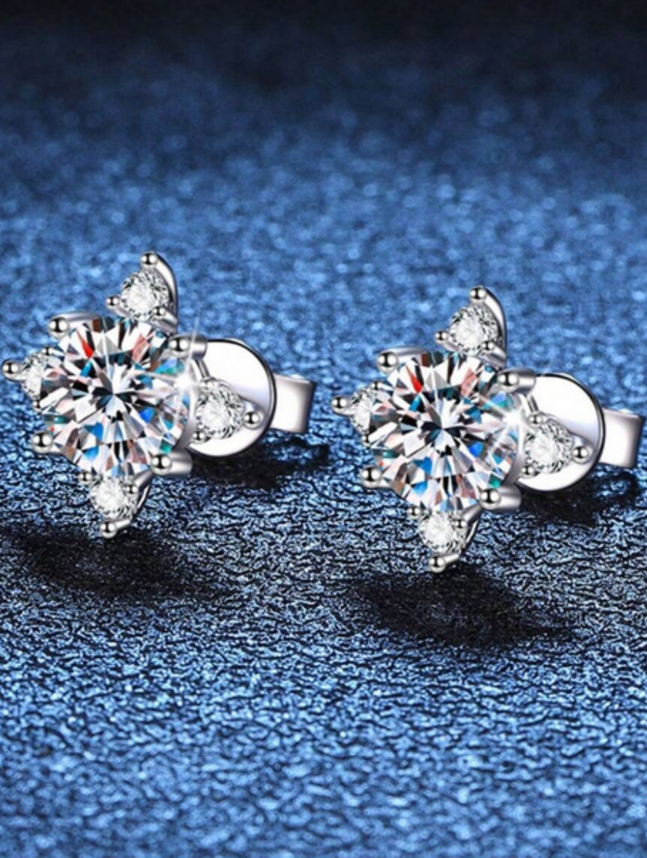 S925 Sølv Moissanit Øreringe | Elegant Glitrende