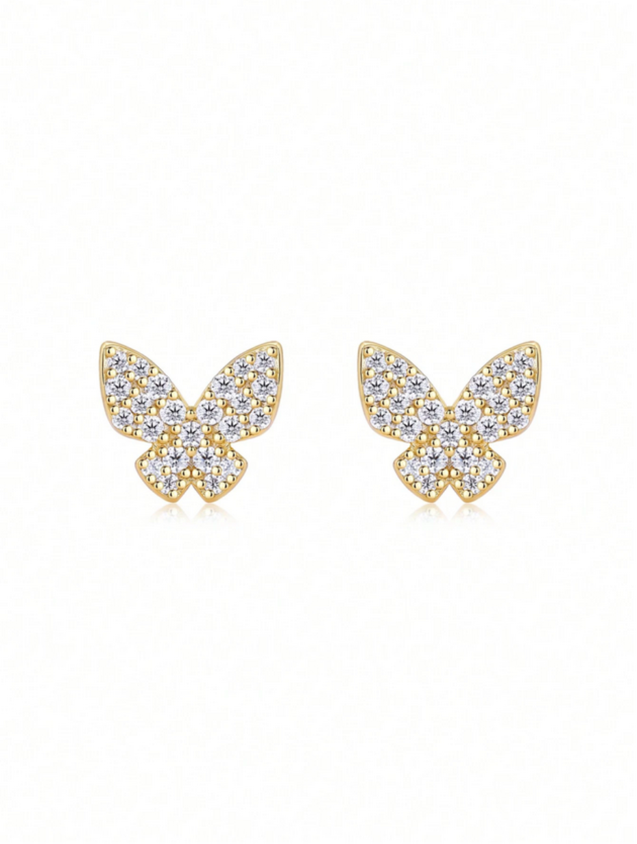 18K Gold Plated Moissanite Butterfly Earrings | Luxurious Shine