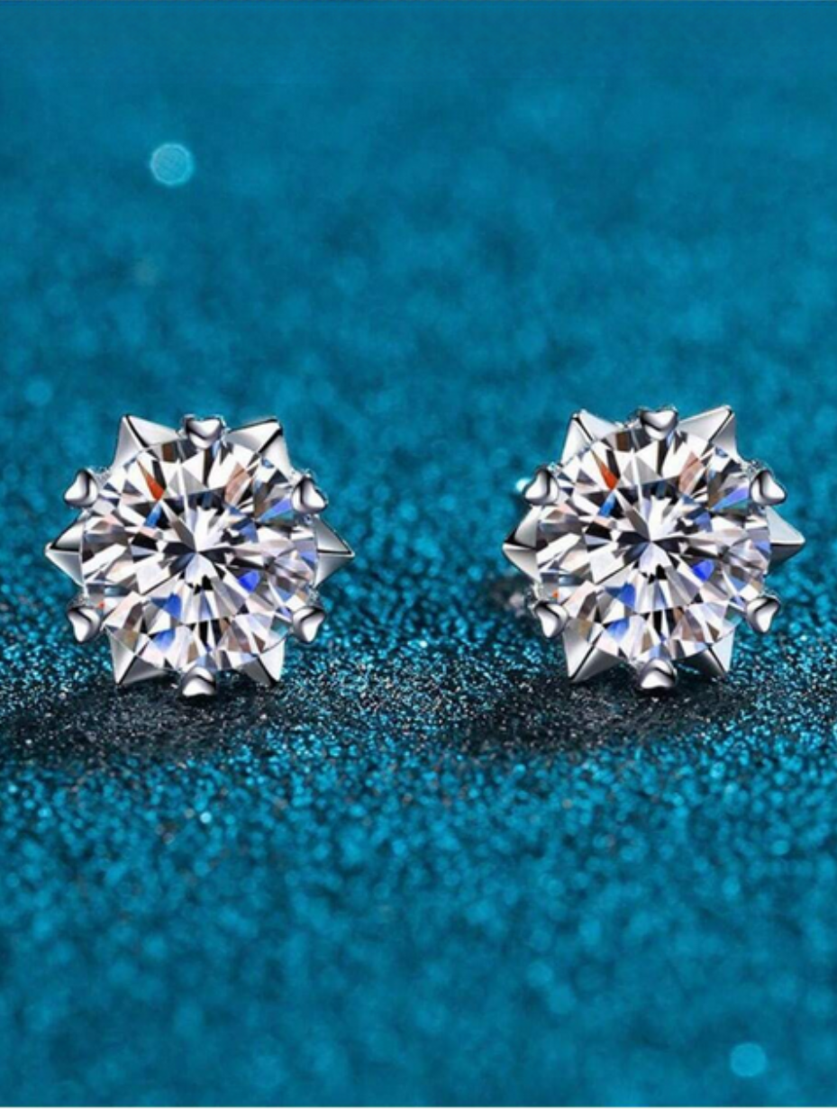 S925 Silver Moissanite Snowflake Earrings | Radiant Sparkle