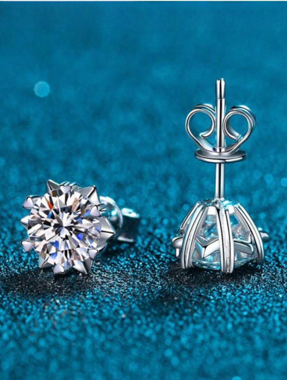 S925 Silver Moissanite Snowflake Earrings | Radiant Sparkle