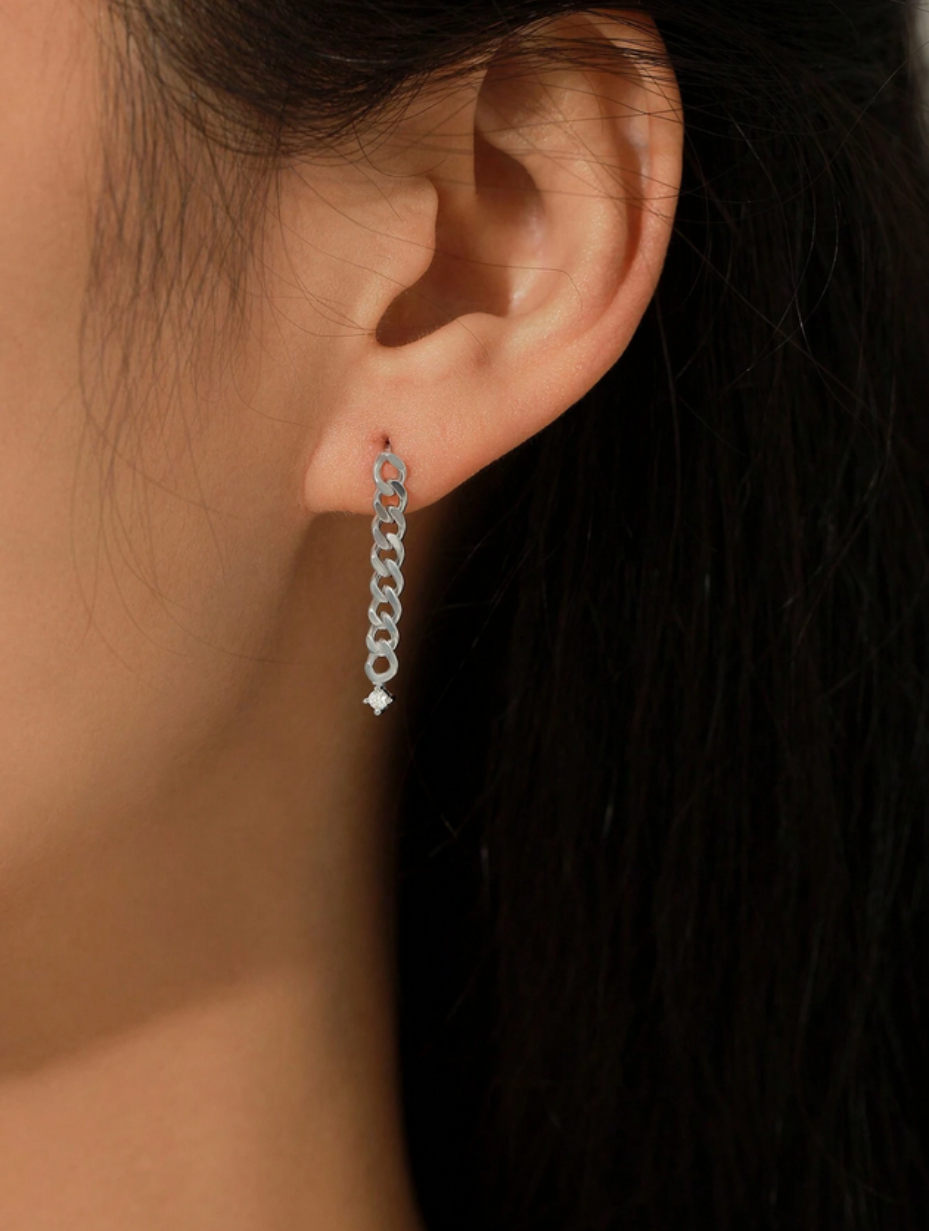 S925 Moissanite Link Chain Earrings | Trendy Elegance