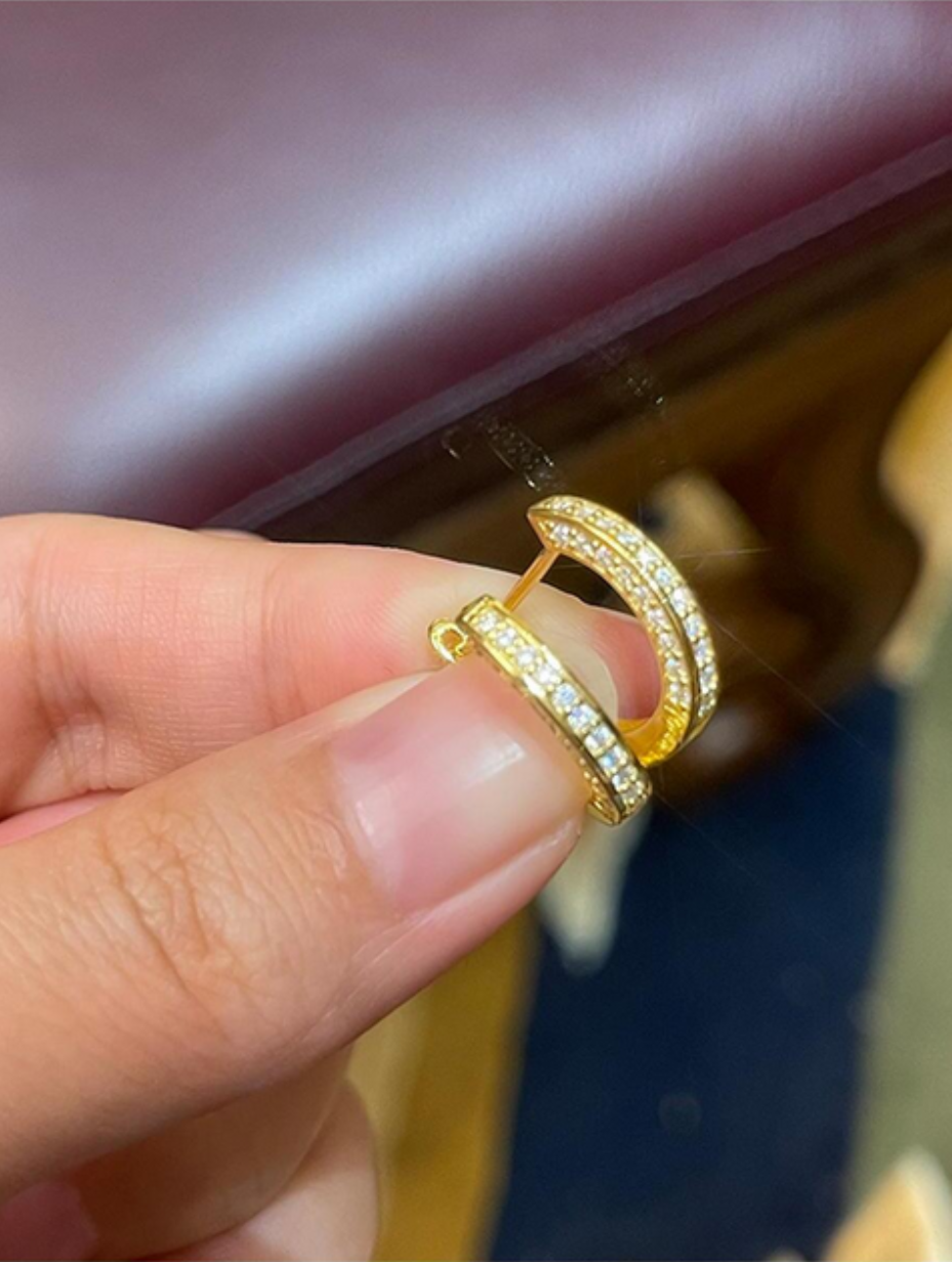 S925 Moissanite Huggie Hoop Earrings | Elegant Sparkle