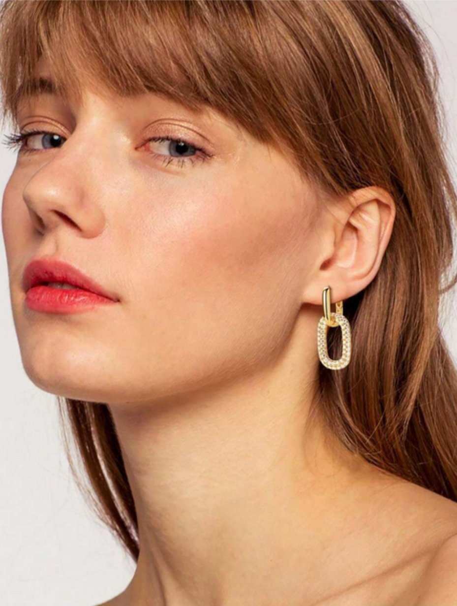 S925 Moissanit Dobbeltringøreringe | Elegant Alsidighed