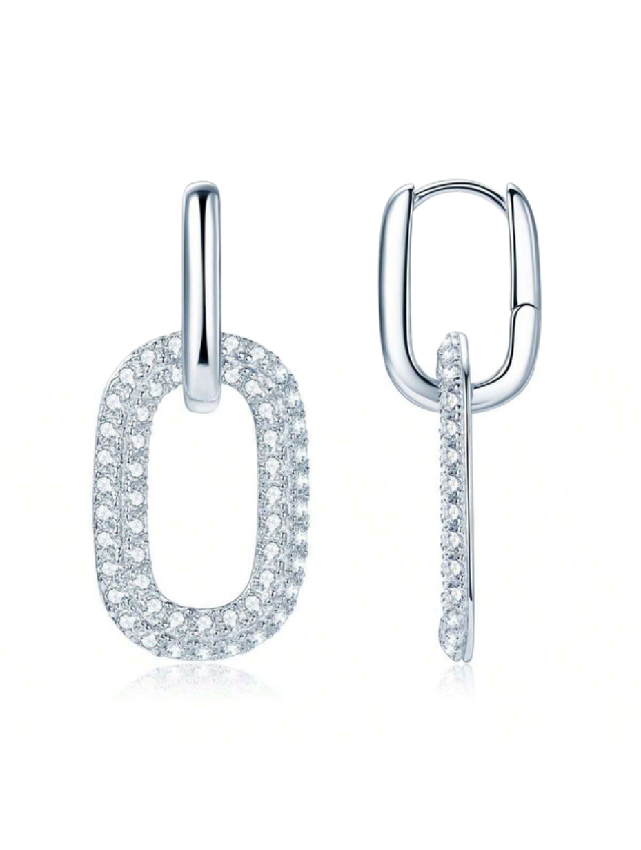 S925 Moissanit Dobbeltringøreringe | Elegant Alsidighed