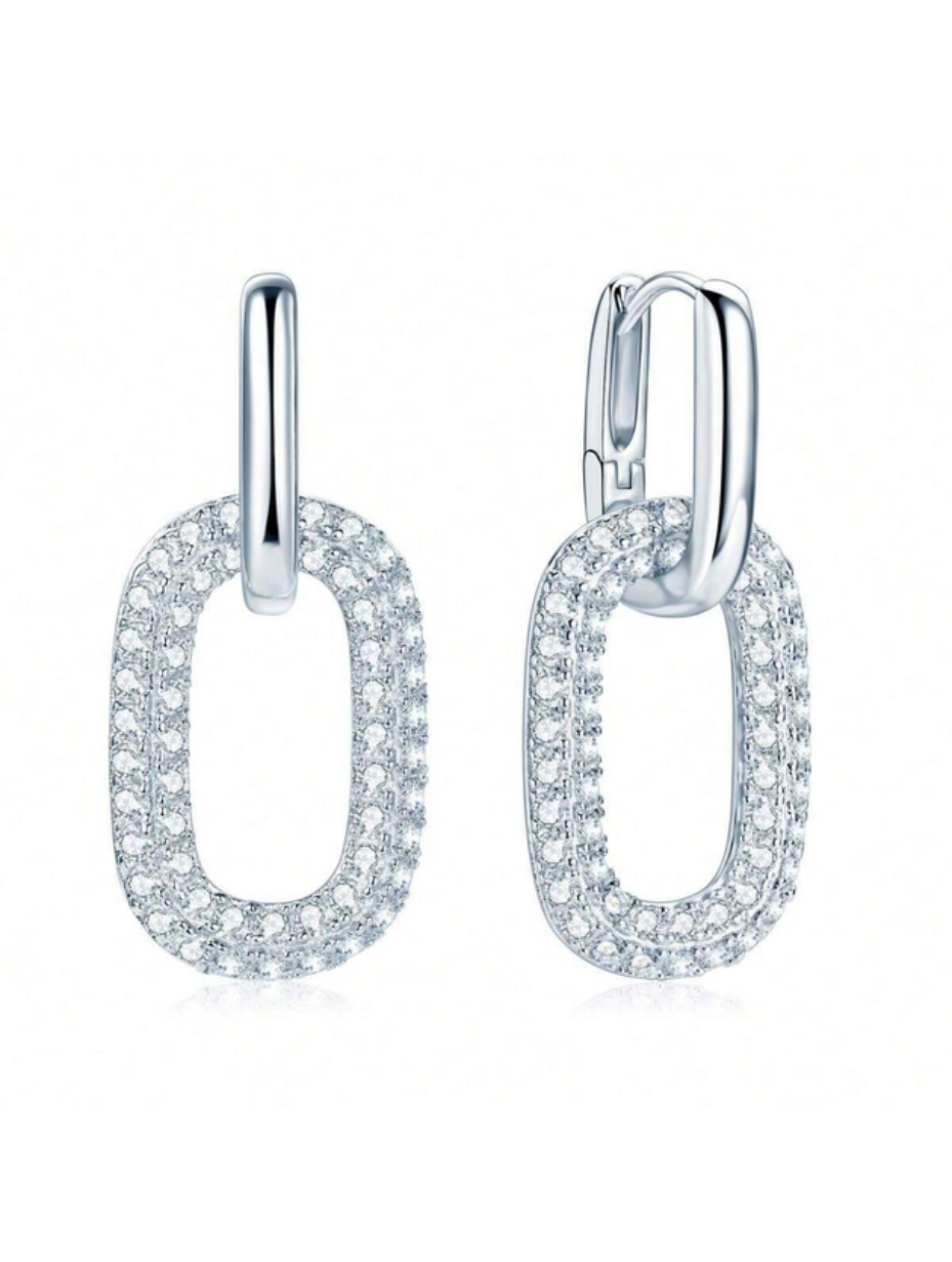 S925 Moissanit Dobbeltringøreringe | Elegant Alsidighed