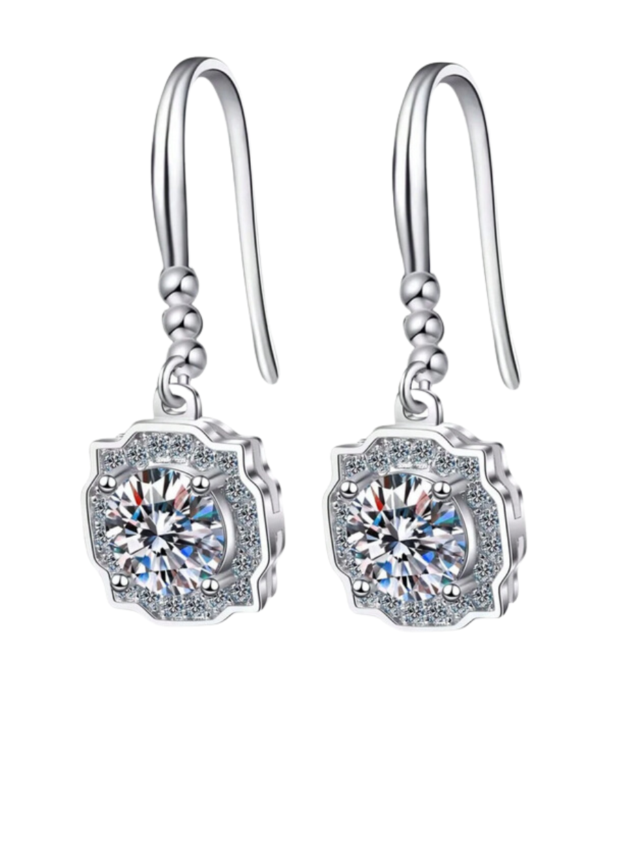 S925 Square Moissanite Earrings | Elegant Shine
