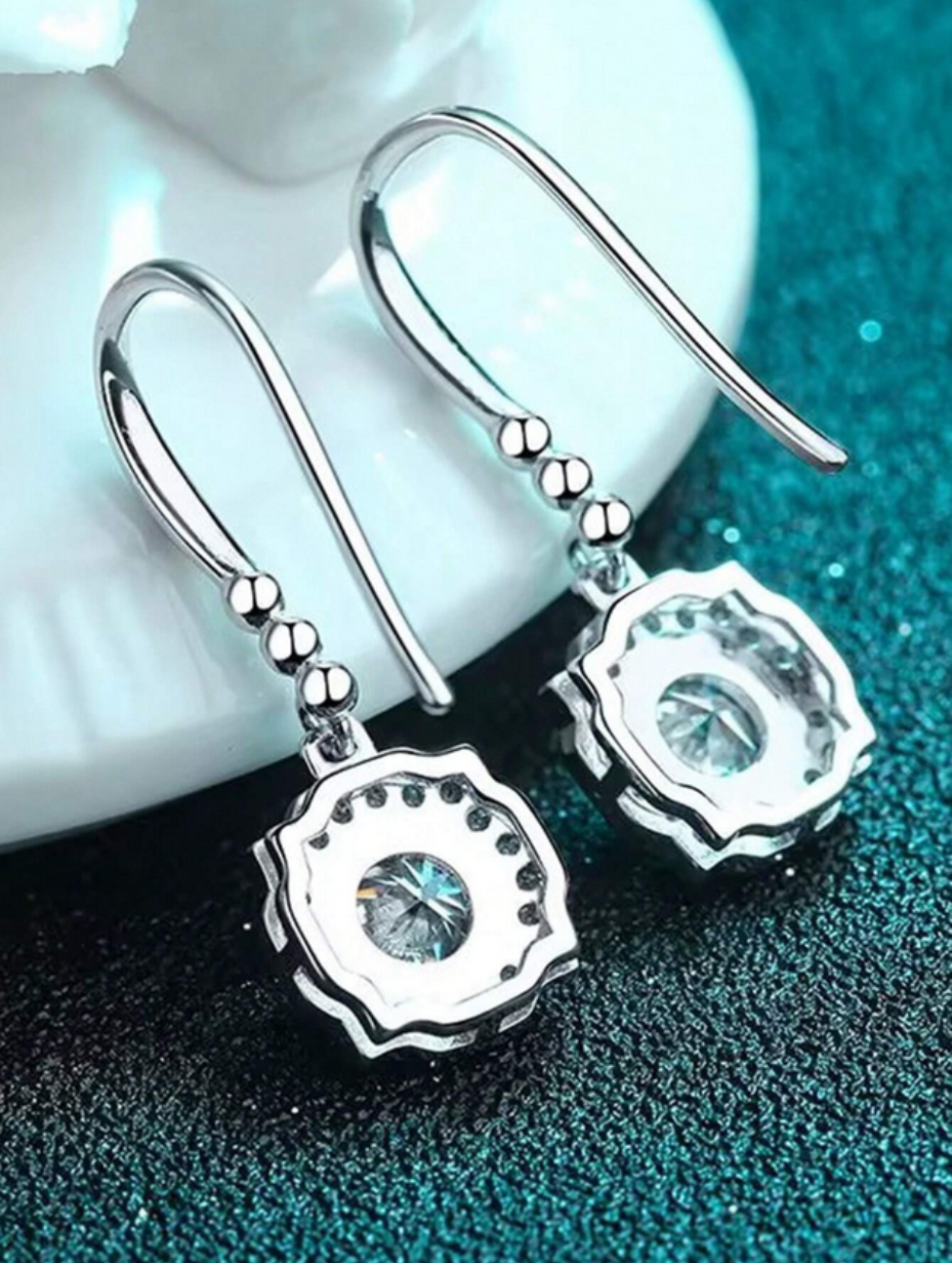 S925 Square Moissanite Earrings | Elegant Shine