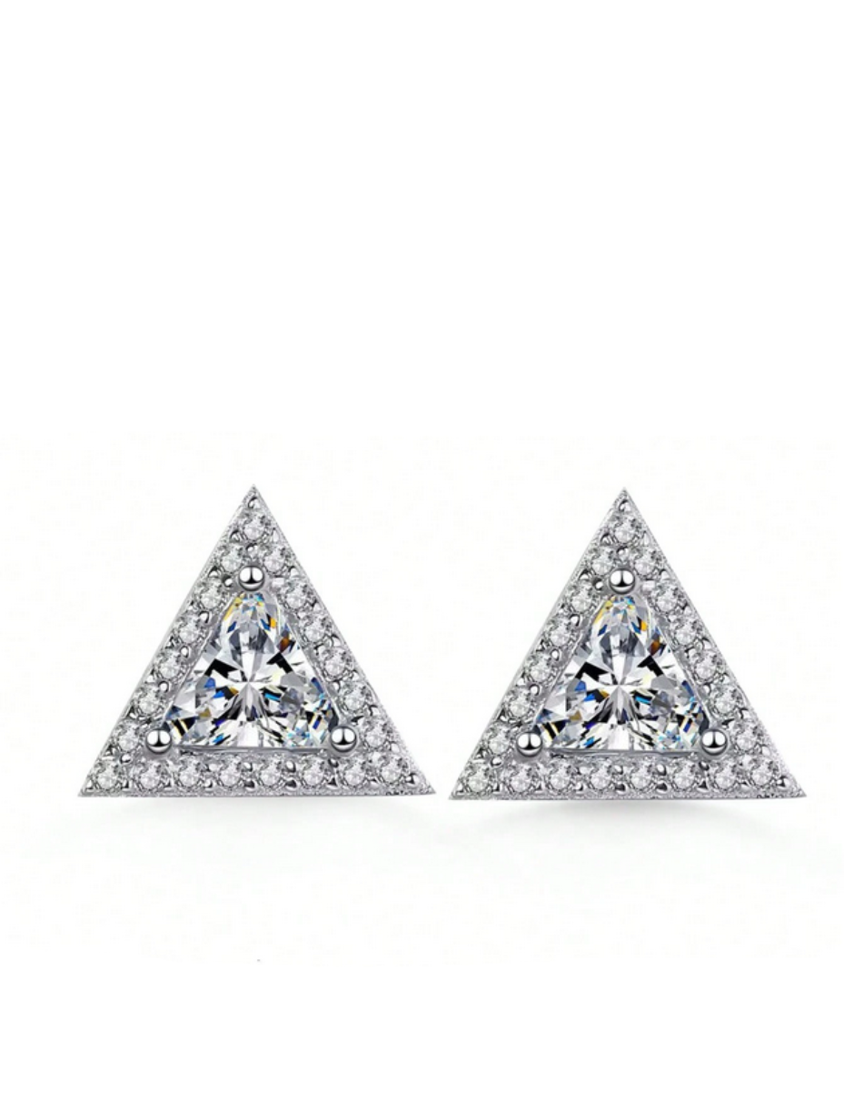 S925 Moissanite 3-Claw Earrings | Unisex Elegance