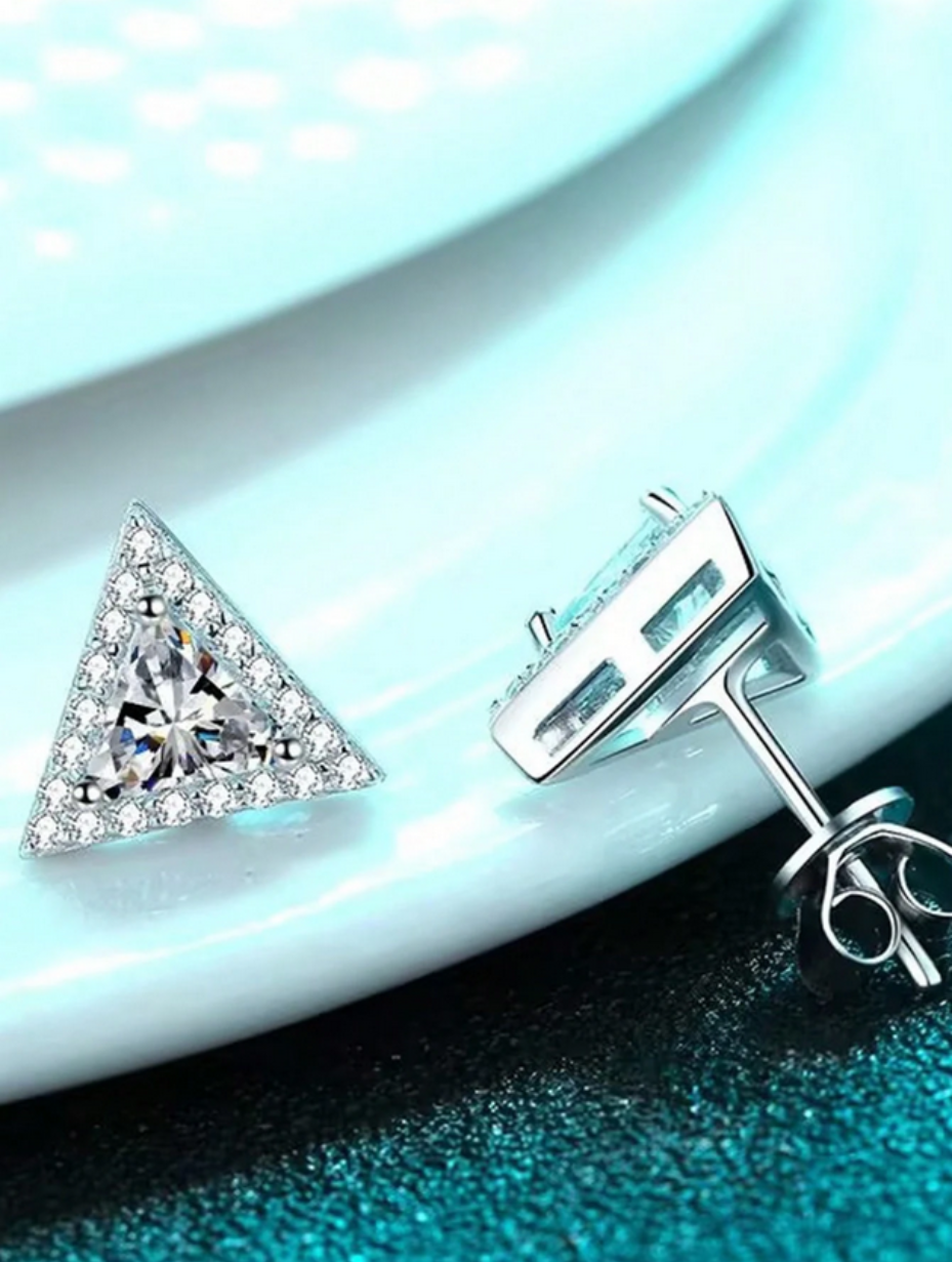 S925 Moissanite 3-Claw Earrings | Unisex Elegance