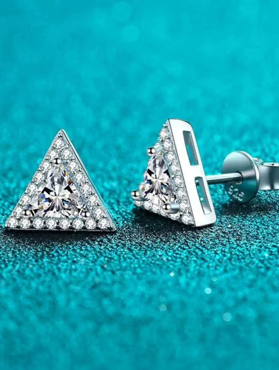 S925 Moissanite 3-Claw Earrings | Unisex Elegance