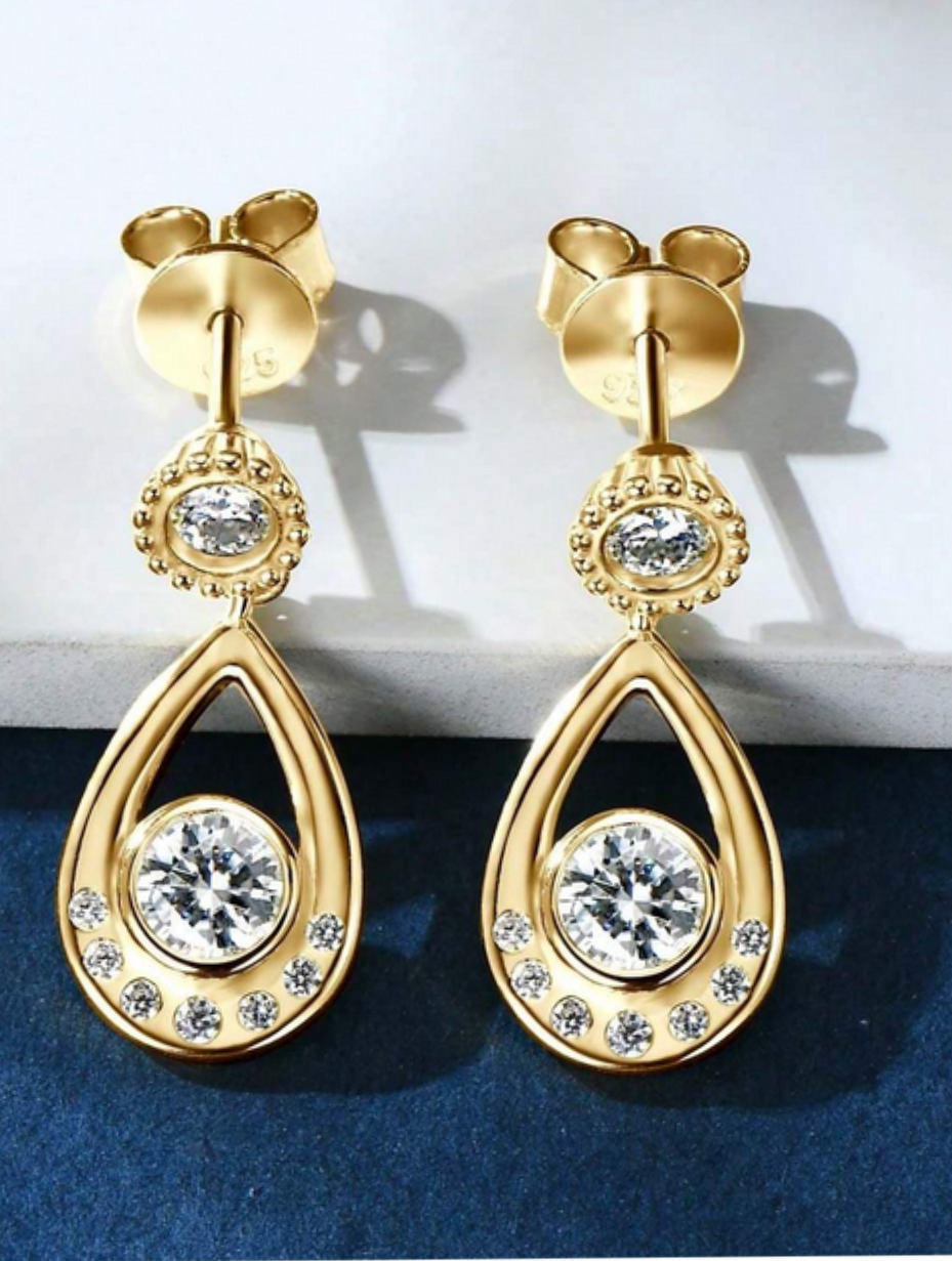 S925 Moissanite Water Drop Earrings | Elegant Design