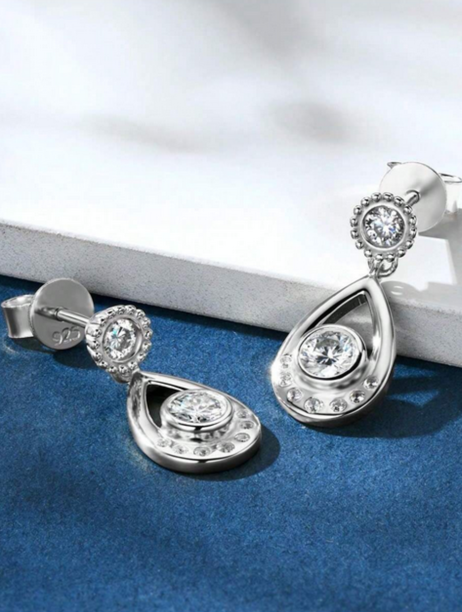 S925 Moissanite Water Drop Earrings | Elegant Design