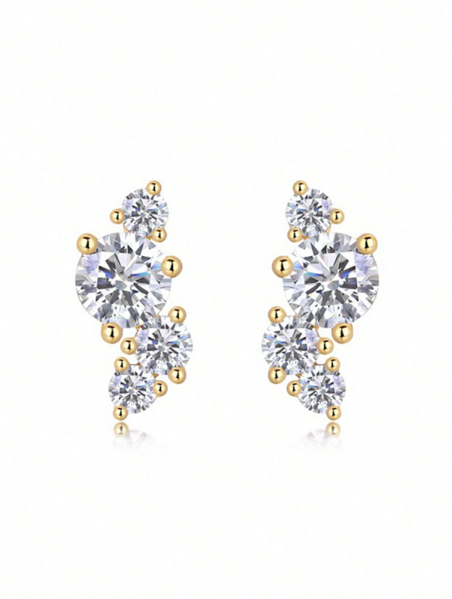 18 Karat Forgyldte S-formede Moissanitøreringe | Elegant Glamour