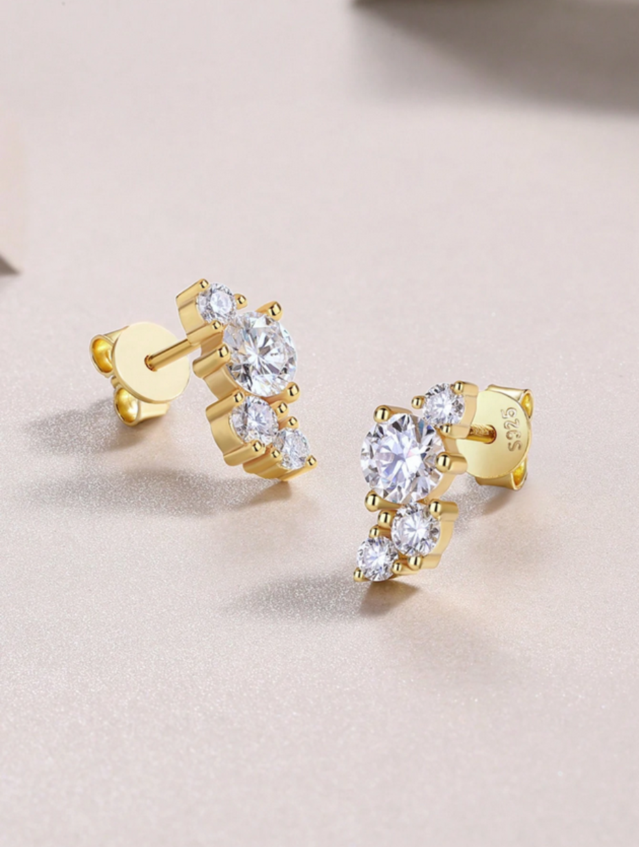 18 Karat Forgyldte S-formede Moissanitøreringe | Elegant Glamour
