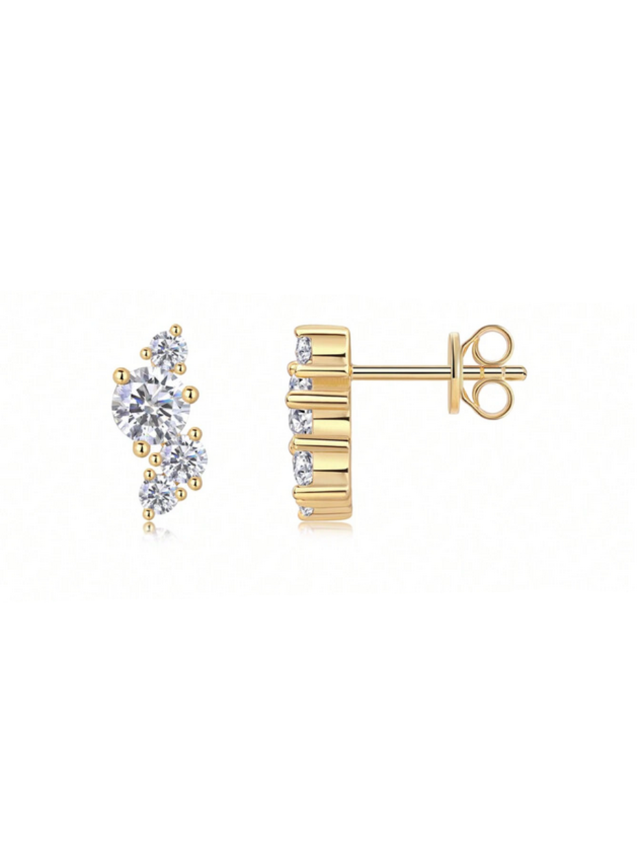 18 Karat Forgyldte S-formede Moissanitøreringe | Elegant Glamour