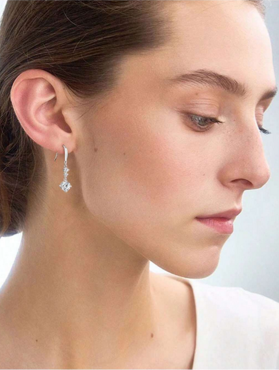 Sterling Silver Moissanite Round Earrings | Elegant Everyday Wear