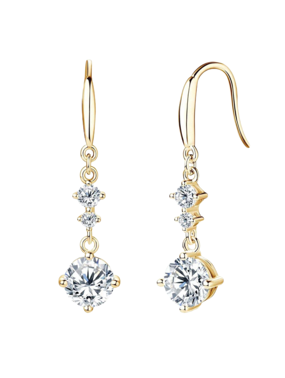 Sterling Silver Moissanite Round Earrings | Elegant Everyday Wear