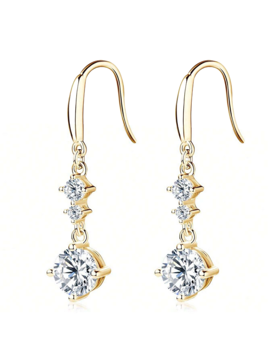 Sterling Silver Moissanite Round Earrings | Elegant Everyday Wear