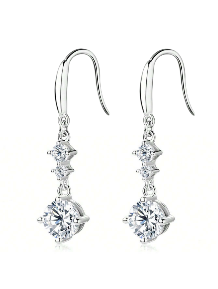 Sterling Silver Moissanite Round Earrings | Elegant Everyday Wear