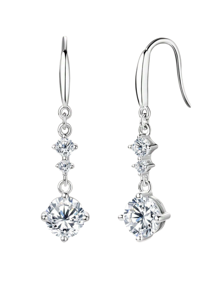 Sterling Silver Moissanite Round Earrings | Elegant Everyday Wear