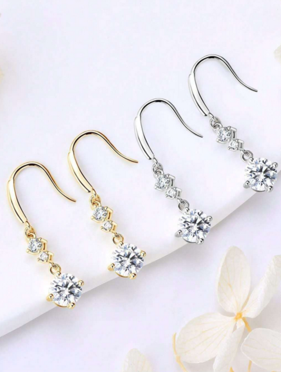 Sterling Silver Moissanite Round Earrings | Elegant Everyday Wear