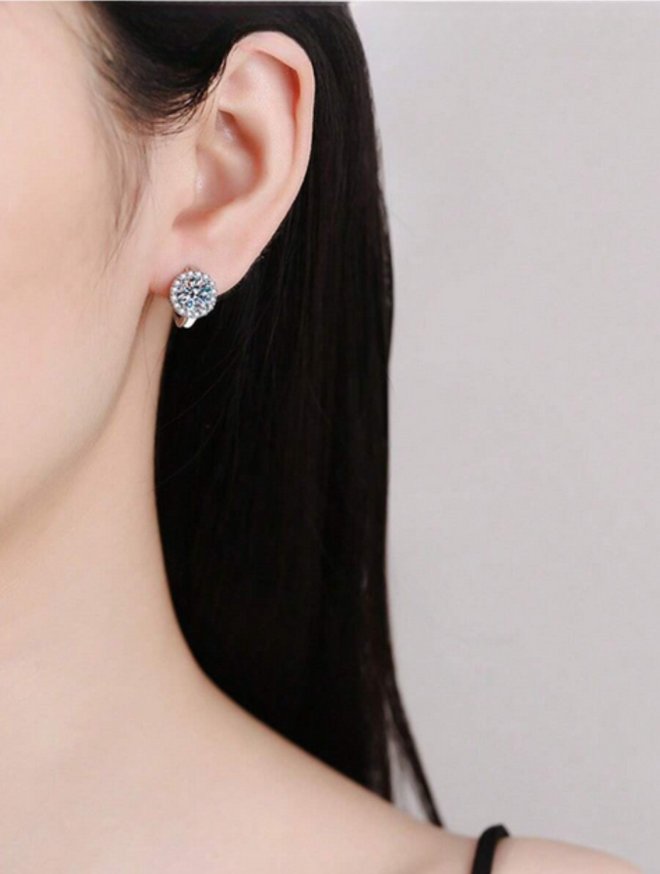 Sterling Silver Sunflower Moissanite Stud Earrings | Elegant Design