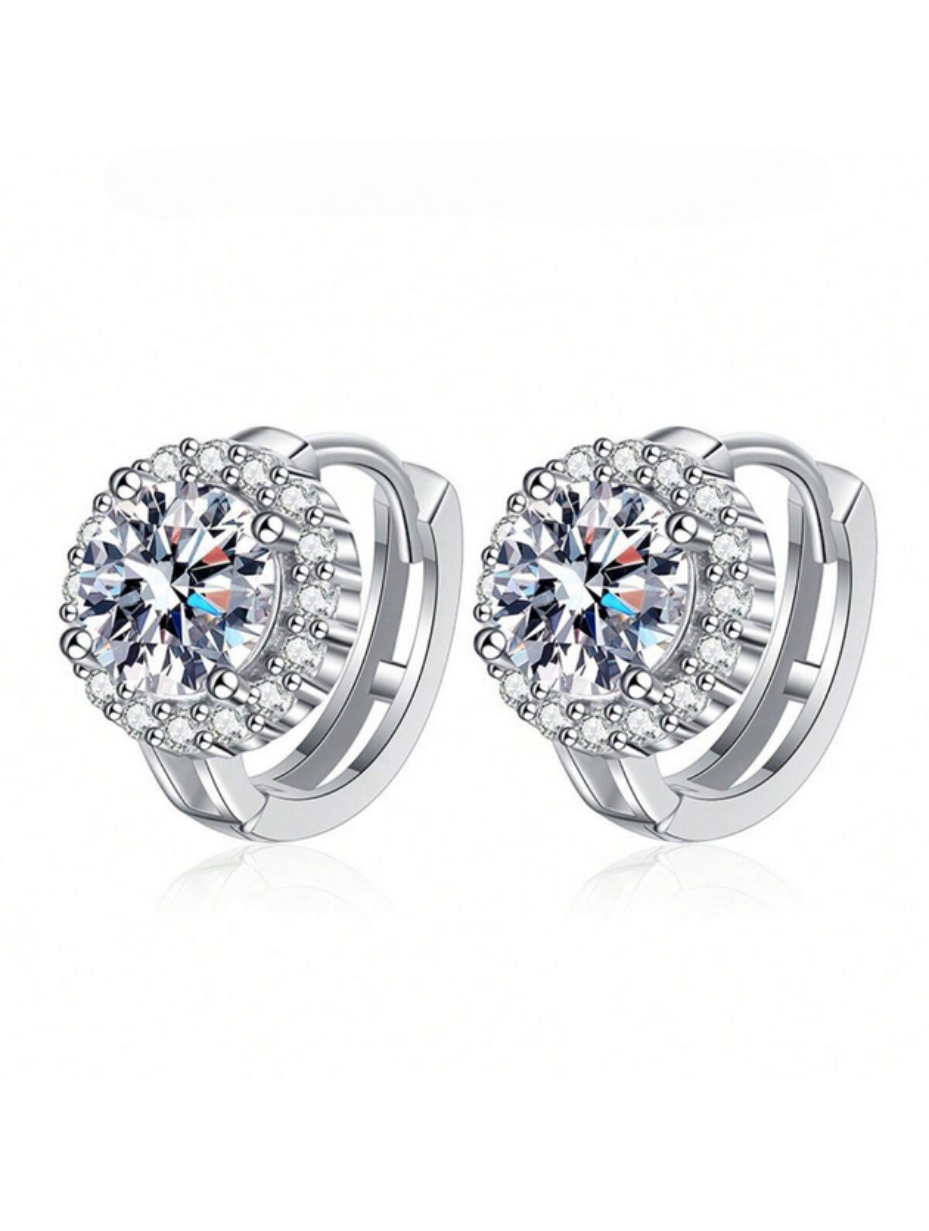 Sterling Silver Sunflower Moissanite Stud Earrings | Elegant Design