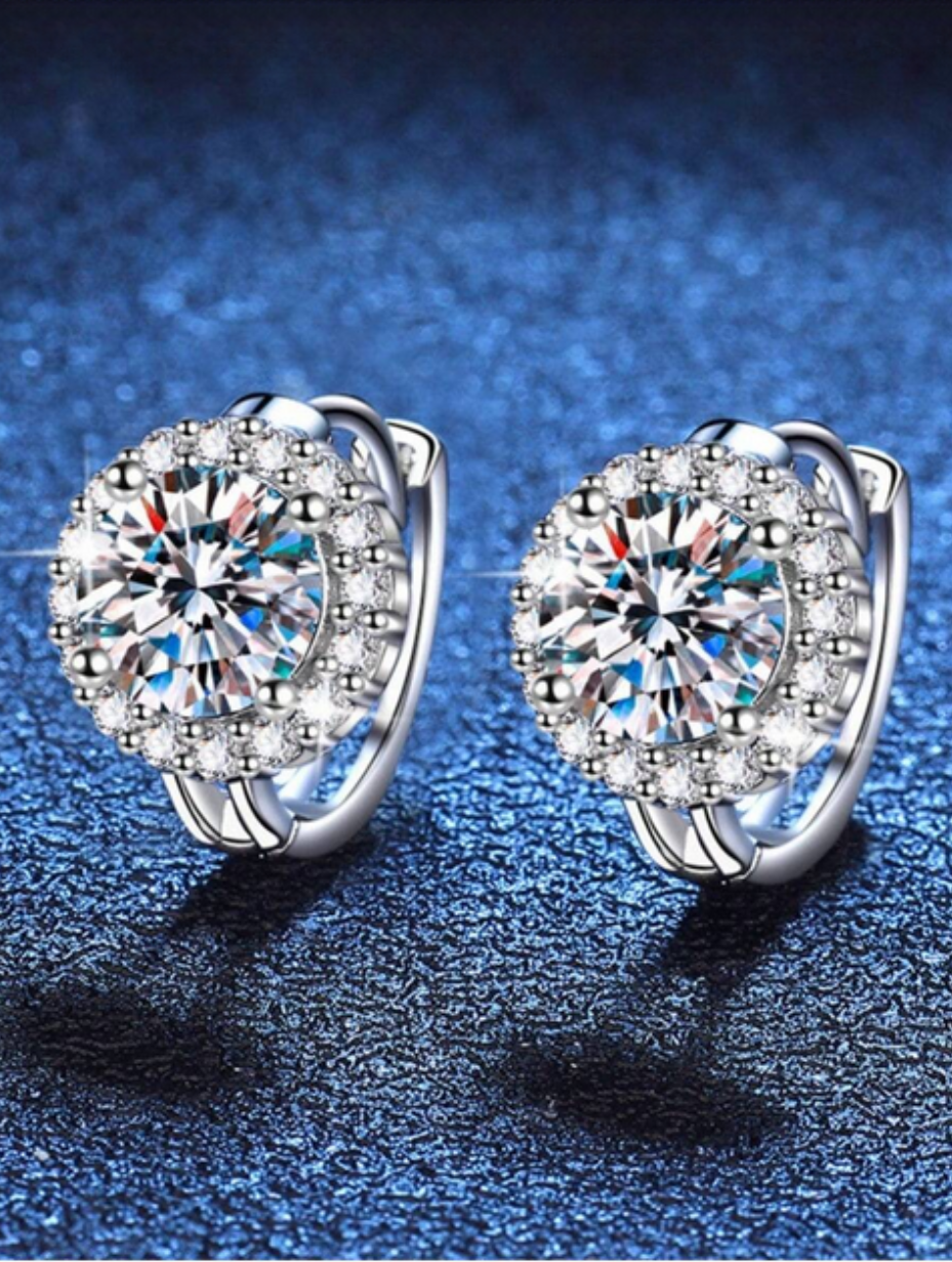 Sterling Silver Sunflower Moissanite Stud Earrings | Elegant Design