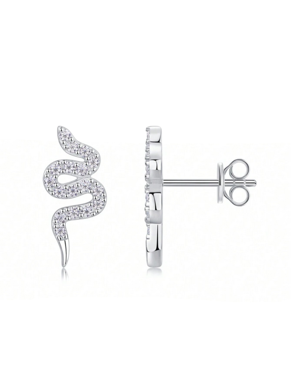 18K Gold-Plated Snake Shaped Stud Earrings | Elegant Sparkle