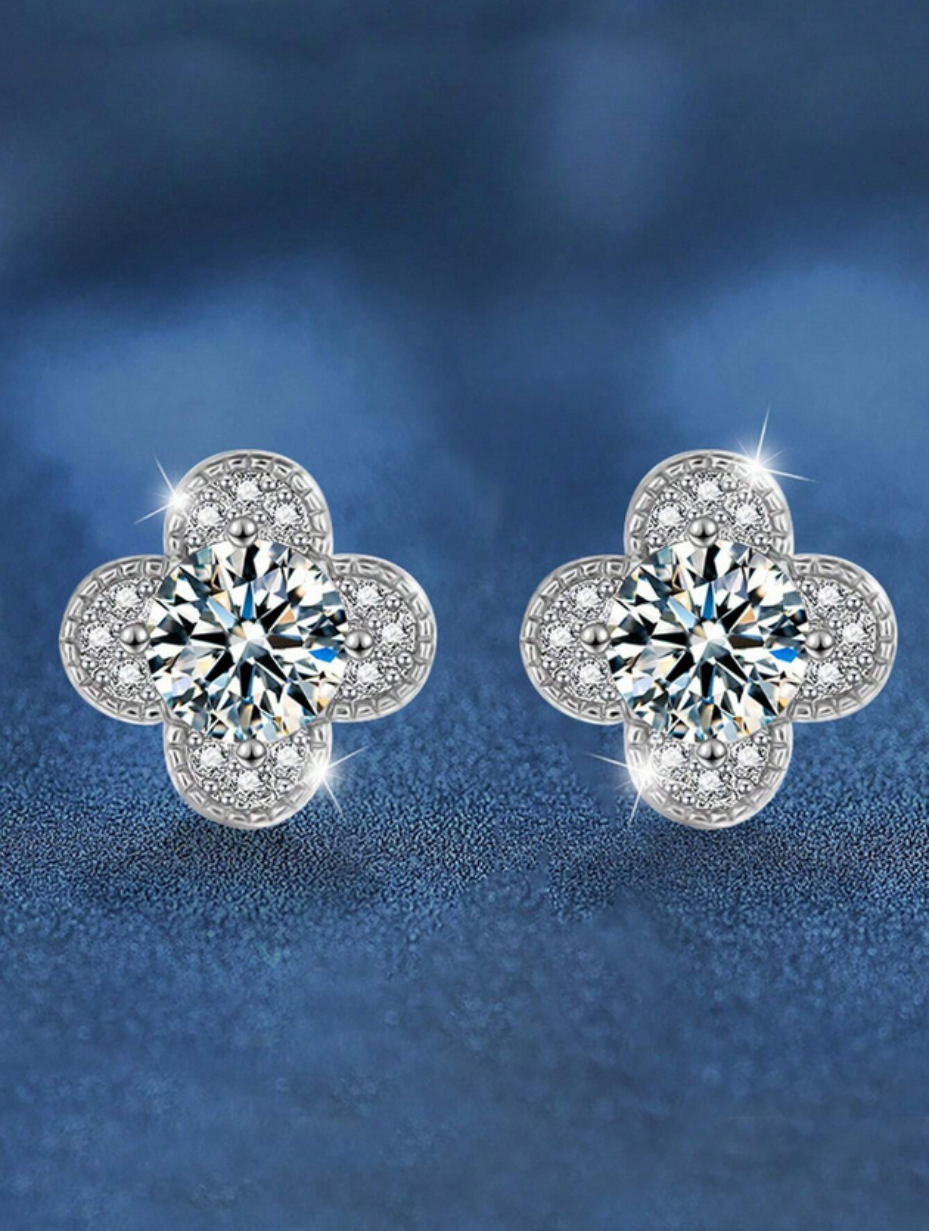 S925 Moissanite Four Leaf Clover Earrings | Lucky Sparkle