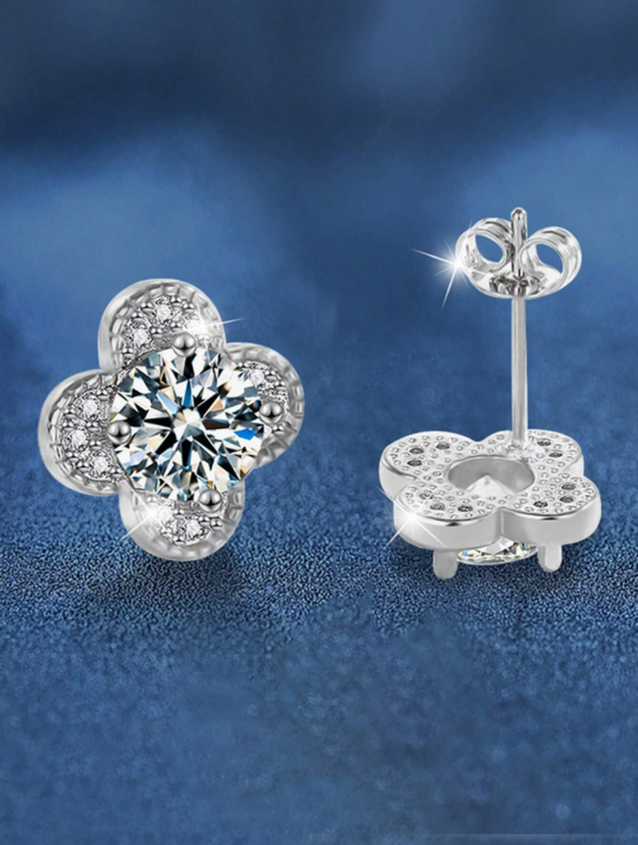S925 Moissanite Four Leaf Clover Earrings | Lucky Sparkle