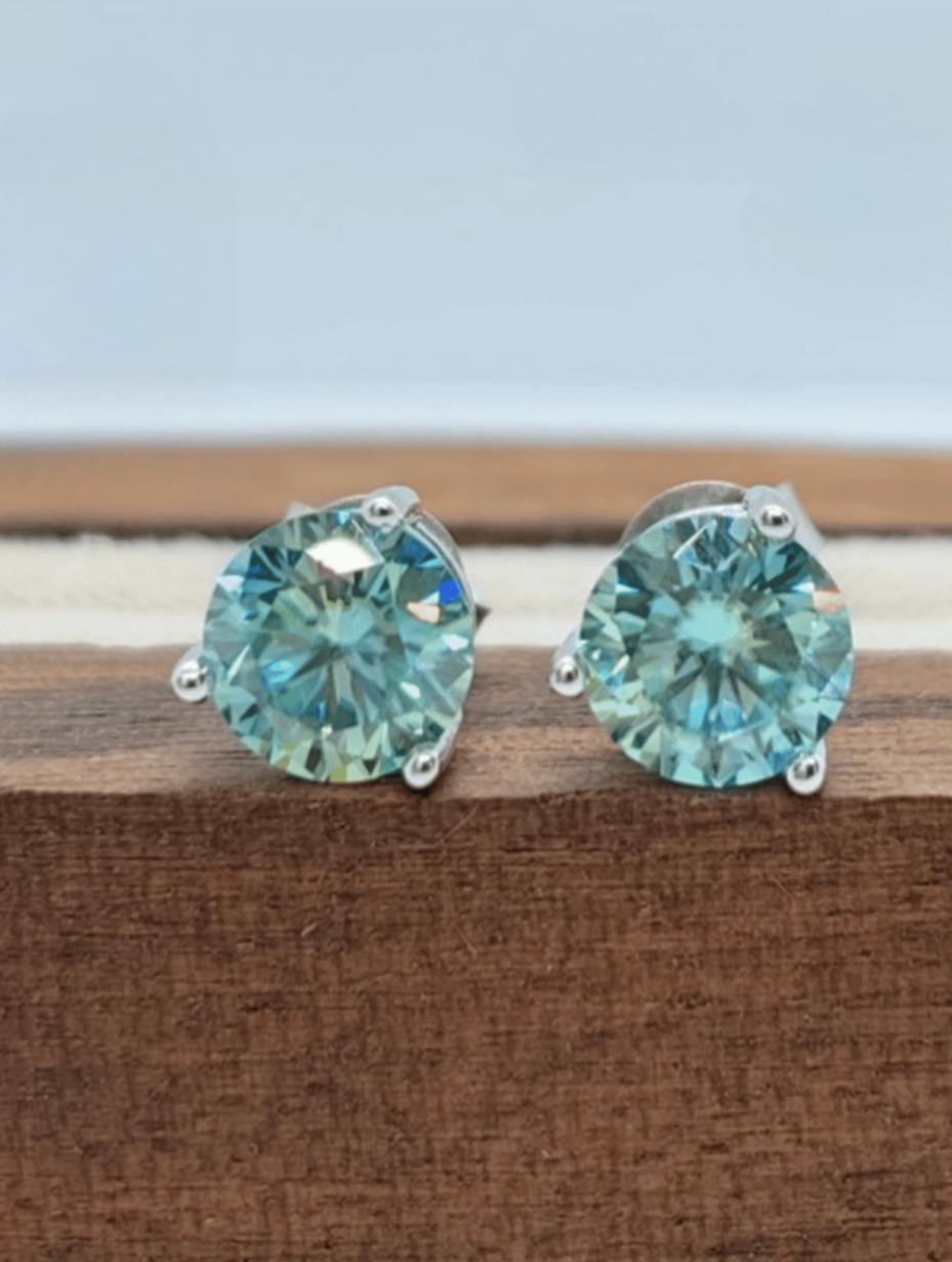 S925 Moissanite Light Blue Earrings | Classic Elegance