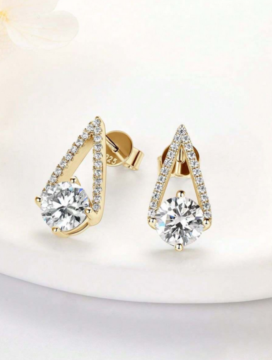 S925 Moissanite Round Earrings | Timeless Sparkle