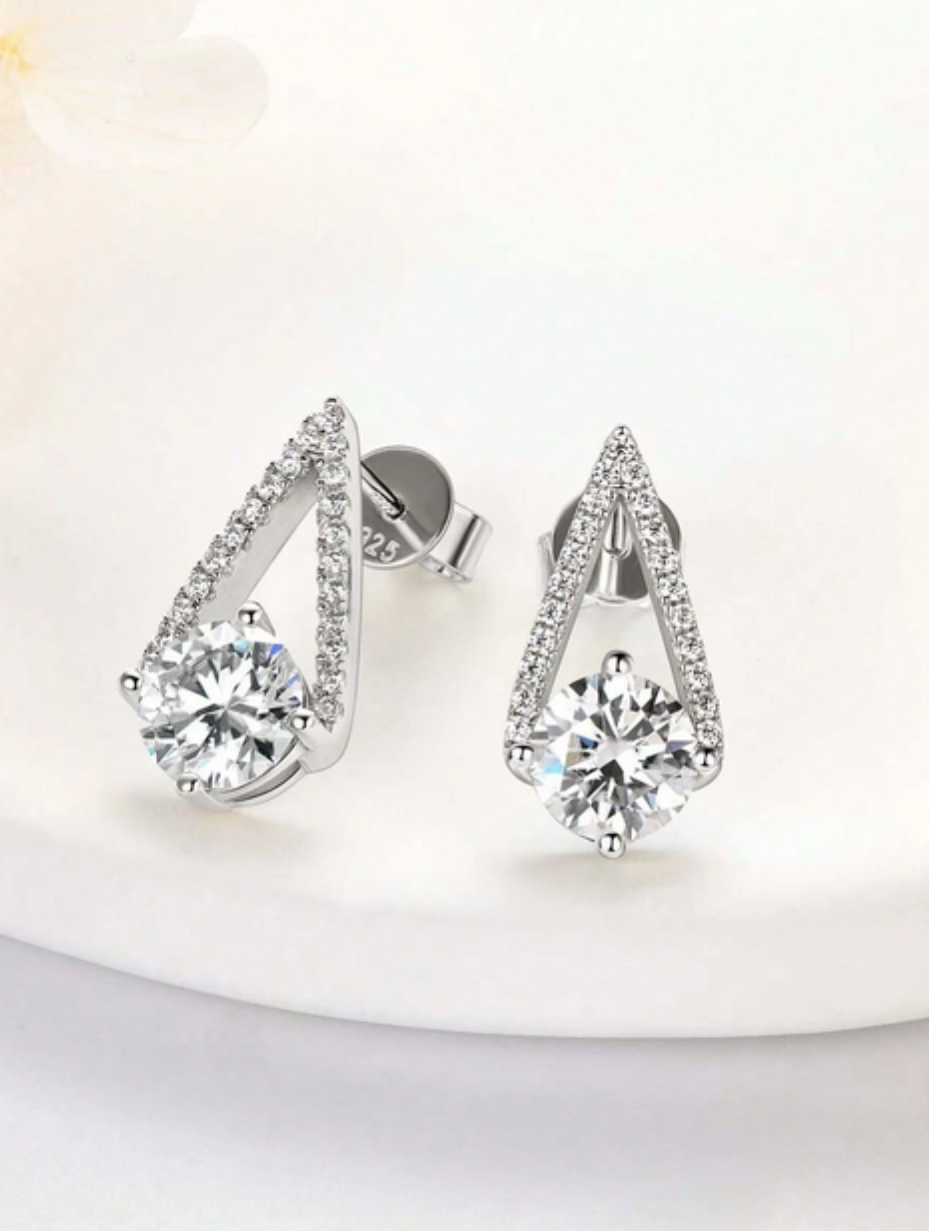 S925 Moissanite Round Earrings | Timeless Sparkle