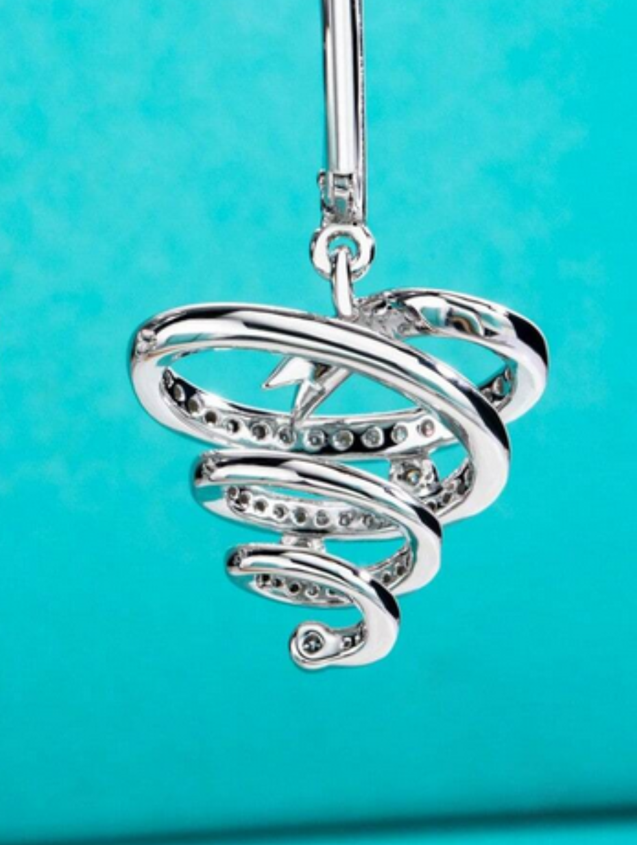 Sterling Silver Moissanite Tornado Earrings | Unique Gift Design