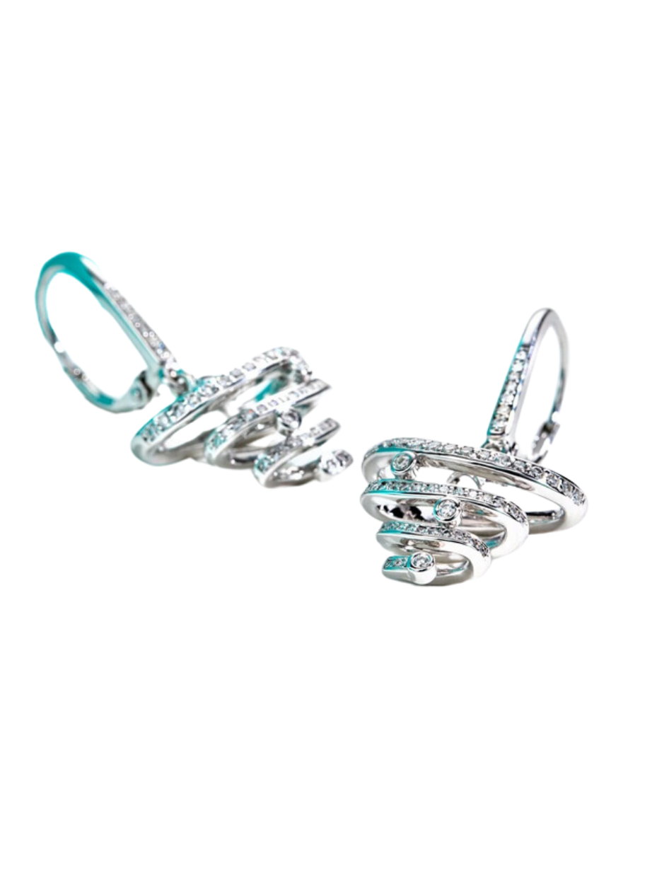 Sterling Silver Moissanite Tornado Earrings | Unique Gift Design