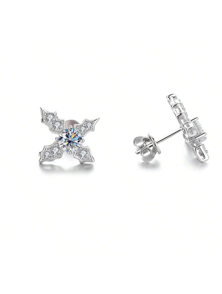Silver Moissanite Mosaic Earrings | Elegant Daily Accessory