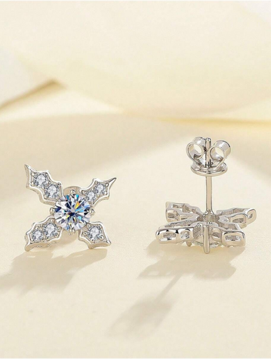 Silver Moissanite Mosaic Earrings | Elegant Daily Accessory